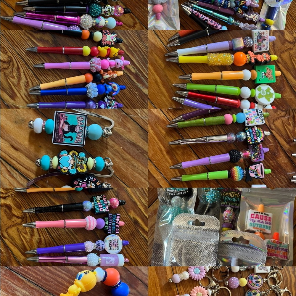 Too many pens! I have 126 plus beaded wristlets, cup charm, keychains